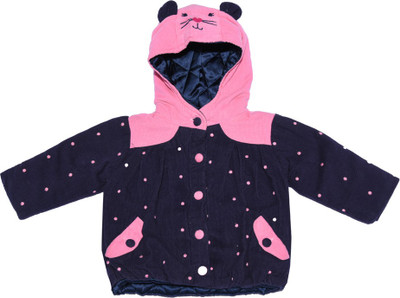 Nauti Nati Full Sleeve Self Design Baby Girls Jacket, Navy