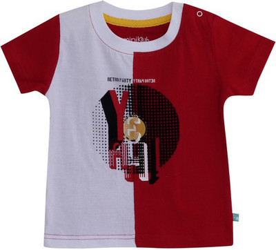 Mini Klub Boys Printed Cotton T Shirt(Red, Pack of 1