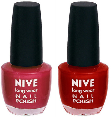 Nive Colour Blast Nail Polish (Set of 2 Nail Polish) Pink,Red(Pack of 2)