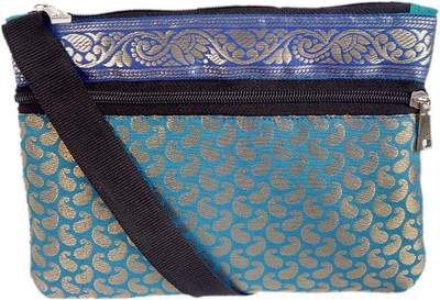 AUK Girls Casual Blue Brocade Sling Bag