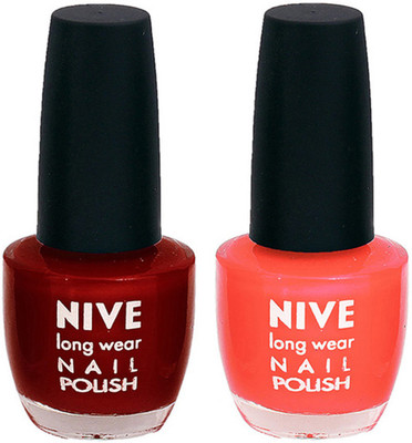 Nive Colour Blast Nail Polish (Set of 2 Nail Polish) Red,Orange(Pack of 2)