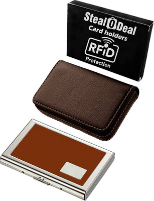 Stealodeal Rfid Secure Brown Metal and High Quality Leather 20 Card Holder(Set of 2, Brown)
Stealodeal Rfid Secure Brown Metal and High Quality Leather 20 Card Holder(Set of 2, Brown)