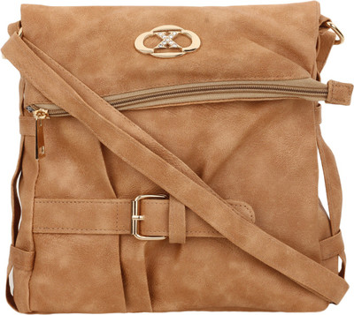 CRAVEFORIT Girls Casual Beige PU Sling Bag