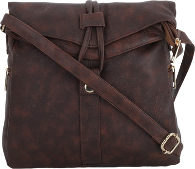 CRAVEFORIT Girls Casual Brown PU Sling Bag