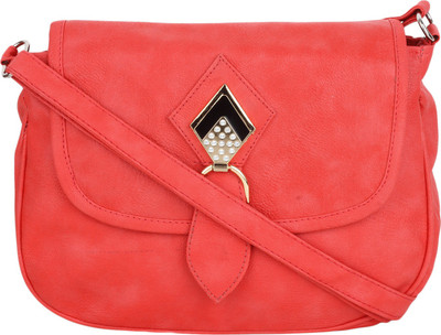 Vogue Street Girls Casual Pink, Orange PU Sling Bag, Orange;pink