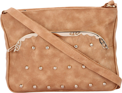 CRAVEFORIT Girls Casual Beige PU Sling Bag