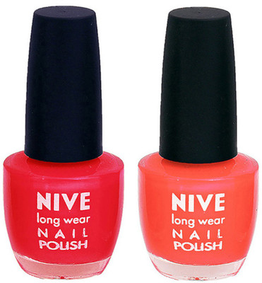 Nive Colour Blast Nail Polish 1106201642 Red,Orange(Pack of 2)