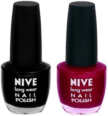 Nive Colour Blast Nail Polish 1106201706 Black,Pink(Pack of 2)