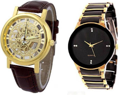 Devego Dev_Brown gld blk Watch - For Men