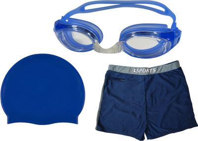 Golddust Swimming Goggles, Silicone Cap with Swim Shorts Swimming Kit