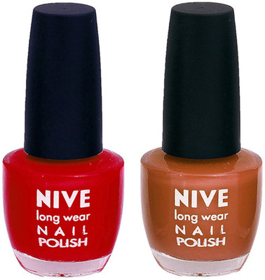 Nive Colour Blast Nail Polish 1106201642 Red,Brown(Pack of 2)