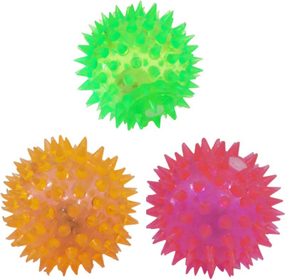DCS Elastic Spike Ball with LED flash light & Sound (Pack of 3) - 6 cm(Multicolor)