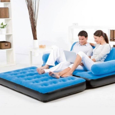 GENEXTONLINE PVC 3 Seater Inflatable Sofa(Color - blue)