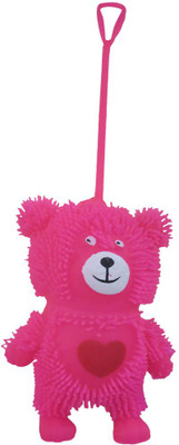 DCS Kids Gift Teddy Bear Soft Toy Led Lightening Puffer Balls Squeeze Hit Sensor - 7 cm(Pink)