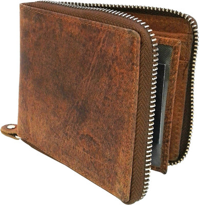 NUKAICHAU Men Brown Genuine Leather Wallet(7 Card Slots)