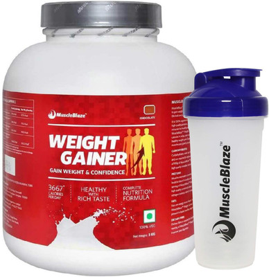 MuscleBlaze Weight Gainer 3 Kg Chocolate with Shaker Combo