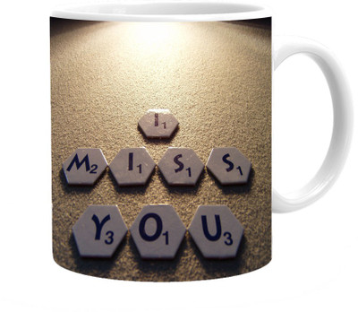 Maison N Mode I Miss U Coffee Ceramic Mug(330 ml), Multicolor