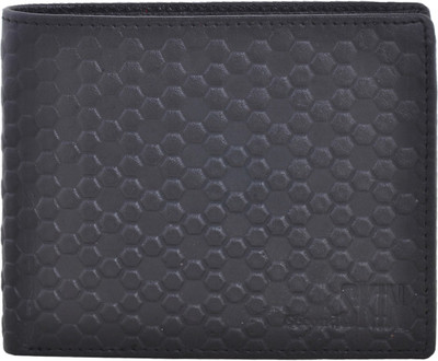 Second Skin Men Black Genuine Leather Wallet(10 Card Slots)