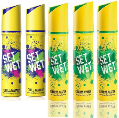 Set Wet 2 Chill Avatar And 3 Charm Avatar set of 5 Deodorant Spray - For Men(150 ml, Pack of 5)
Set Wet 2 Chill Avatar And 3 Charm Avatar set of 5 Deodorant Spray - For Men(150 ml, Pack of 5)