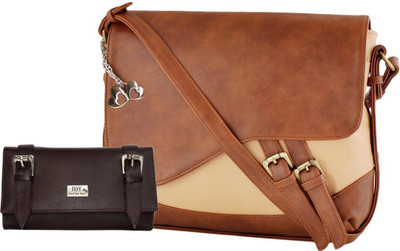 I Define U Hand-held Bag(Tan, Beige), Beige;tan