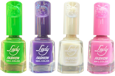 Lady Fashion Colour Cap Insta Dry Nail polish (Evergreen Colours) Green,Purple,White,Pink(Pack of 4)
Lady Fashion Colour Cap Insta Dry Nail polish (Evergreen Colours) Green,Purple,White,Pink(Pack of 4)