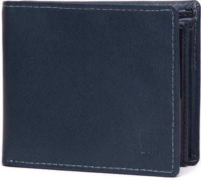 U+N Men Blue Genuine Leather Wallet(6 Card Slots)