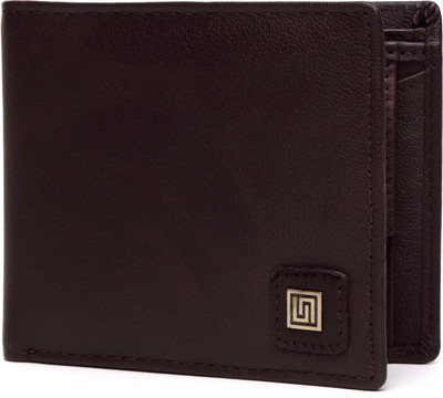 U+N Men Brown Genuine Leather Wallet(3 Card Slots)