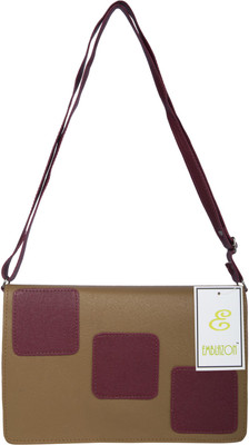 Emblazon Women Casual Beige, Purple PU Sling Bag