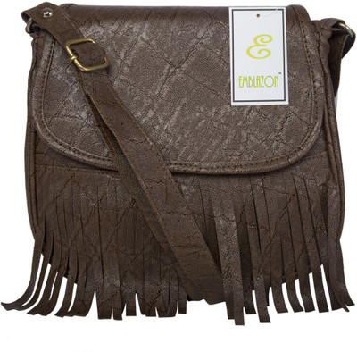 Emblazon Women Casual Brown PU Sling Bag