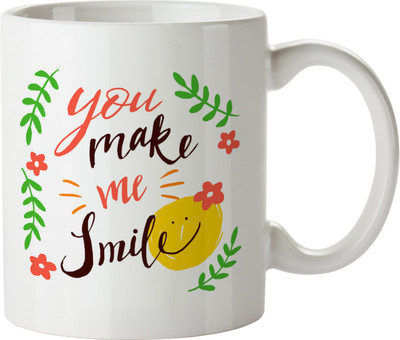 Khappi you make me smile Ceramic Mug(300 ml), Multicolor