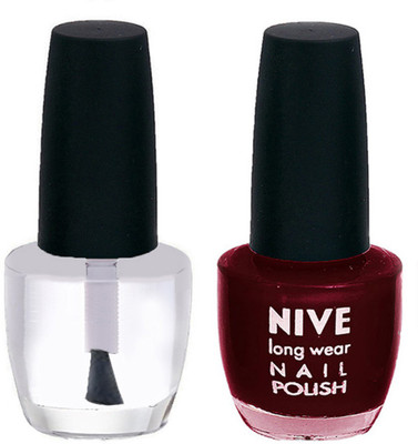Nive Colour Blast Nail Polish 1206201713 Clear,Red(Pack of 2)