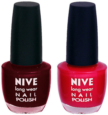 Nive Colour Blast Nail Polish 1206201620 Red,Pink(Pack of 2)