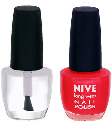 Nive Colour Blast Nail Polish 1206201702 Clear,Red(Pack of 2)