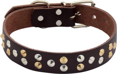 SRI Spike Studs Dog Collar Dog Everyday Collar(, Brown