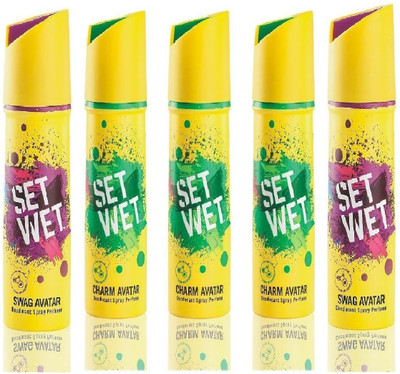 Set Wet 3 Charm Avatar 2 Swag Set of 5 Deodorant Spray - For Men(150 ml, Pack of 5)