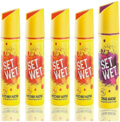 Set Wet 4 Mischief Avatar And 1 Swag Avatar Set of 5 Deodorant Spray - For Men(150 ml, Pack of 5)
Set Wet 4 Mischief Avatar And 1 Swag Avatar Set of 5 Deodorant Spray - For Men(150 ml, Pack of 5)