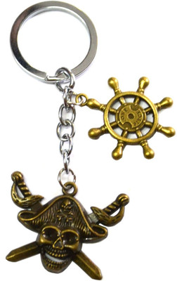 Afwan Skull with Ship Wheel Key Chain