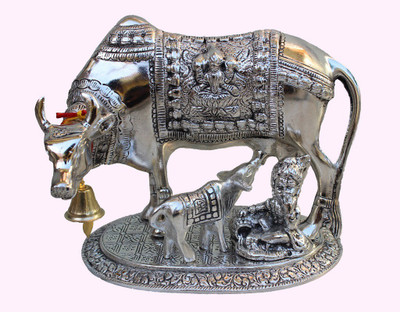 Crafticia Silver White Metal Kamdhenu Cow and calf idol / Statue Home Decor Decorative Showpiece - 16 cm(Iron, Multicolor)
Crafticia Silver White Metal Kamdhenu Cow and calf idol / Statue Home Decor Decorative Showpiece - 16 cm(Iron, Multicolor)