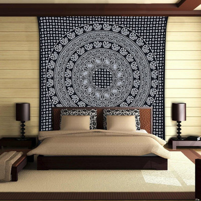 Stylo Culture Mandala Living Room Tapestry(Black)