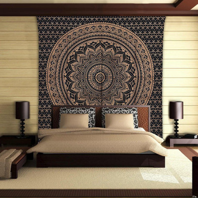 Stylo Culture Mandala Living Room Tapestry(Black)
