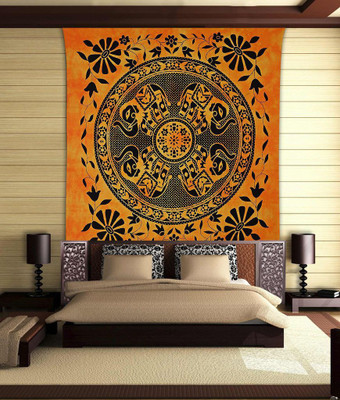 Stylo Culture Mandala Living Room Tapestry(Yellow)