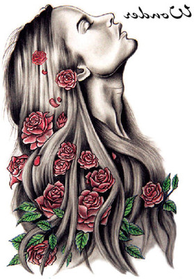 Savii Arm Hand Wrist Tattoo(Girl Hair Rose Design)