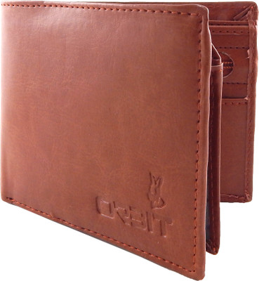 Orbit Men Tan Genuine Leather, Fabric Wallet(7 Card Slots)