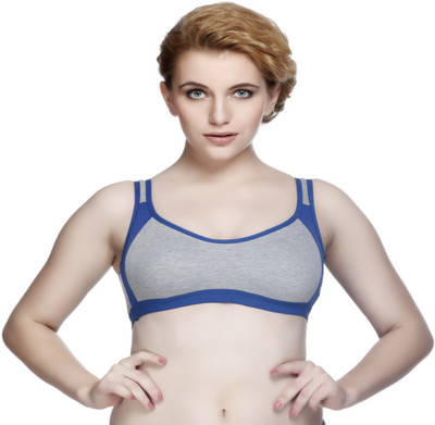 Girlsz Girl's Sports Bra(Grey, Blue