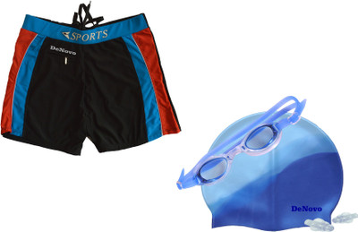 DeNovo Swim Cap Goggle Trunk (3XL Size) Swimming Kit