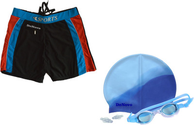 DeNovo Cap Goggle Trunk (Free Size) Swimming Kit