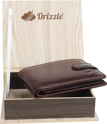 Drizzle Men Brown Genuine Leather Wallet(10 Card Slots)