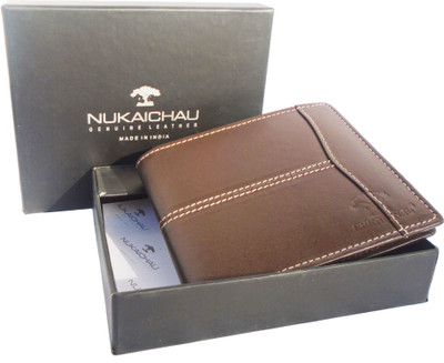 NUKAICHAU Men Brown Genuine Leather Wallet(8 Card Slots), Brn 8