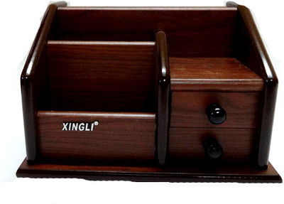 Kids Mandi 5 Compartments Wooden Pen Stand(Brown)