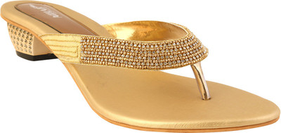 NIHAR Women Gold Color Heels